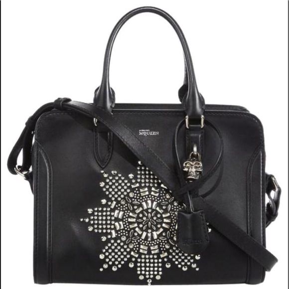 Alexander McQueen Handbags - NEW!! Alexander McQueen One Day Rare Padlock Studded Black Leather Satchel